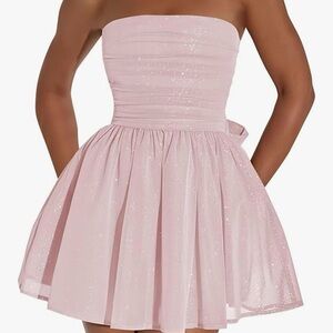 Chic Strapless Pink Dress